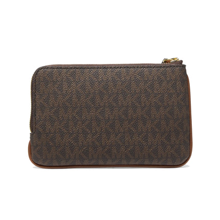 Michael Kors Women's Jet Set Travel Small Signature Logo Wristlet Brown