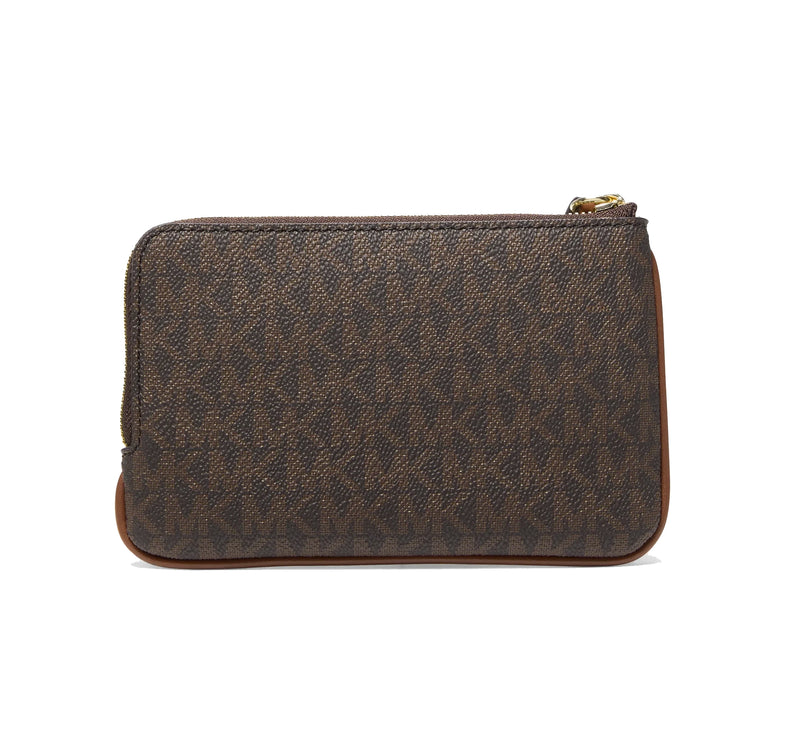 Michael Kors Women's Jet Set Travel Small Signature Logo Wristlet Brown