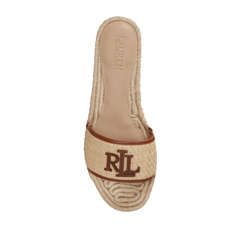 Polo Ralph Lauren Women's Polly Leather-Trim Raffia Espadrille Natural/Lauren Tan