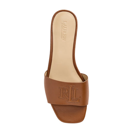 Polo Ralph Lauren Women's Everley Calfskin Slide Sandal Lauren Tan