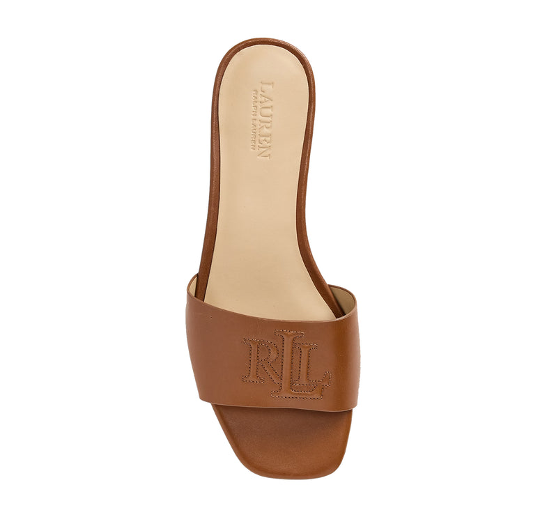 Polo Ralph Lauren Women's Everley Calfskin Slide Sandal Lauren Tan