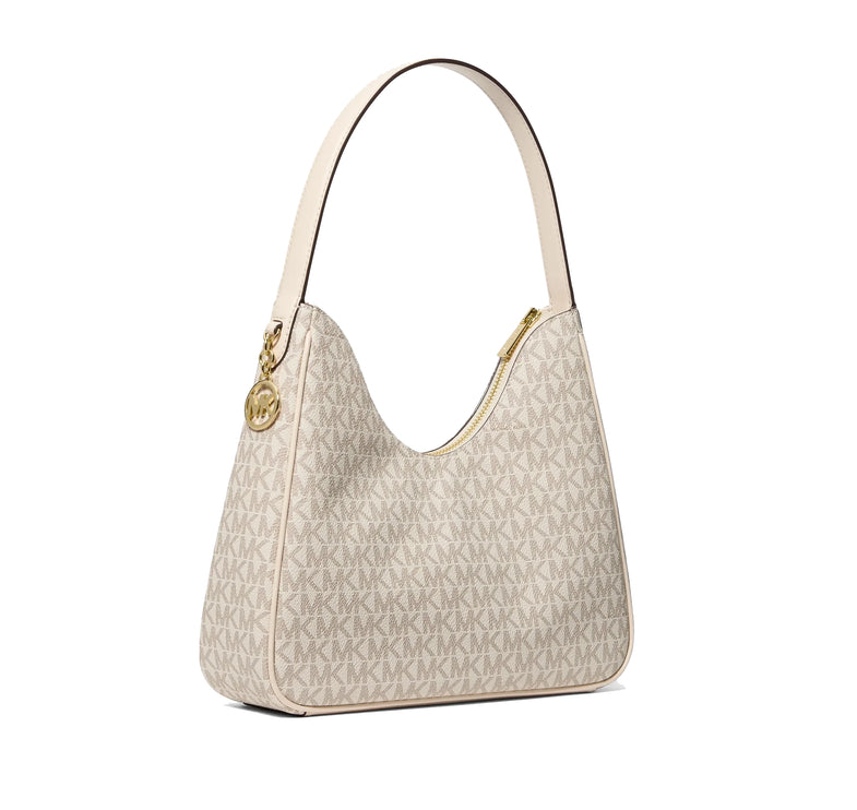 Michael Kors Women's Nayla Small Signature Logo Hobo Shoulder Bag Light Cream Multi