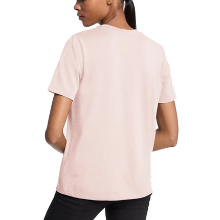 Michael Kors Women's Studded Logo Charm Organic Cotton Jersey T-Shirt Powder Blush