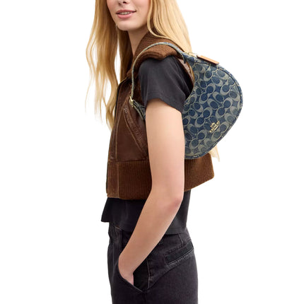 Coach Women's Emily Shoulder Bag In Signature Regenerative Cotton Denim Gold/Denim