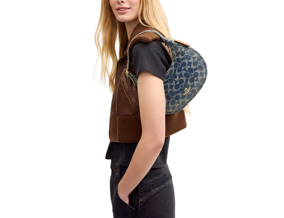 Coach Women's Emily Shoulder Bag In Signature Regenerative Cotton Denim Gold/Denim
