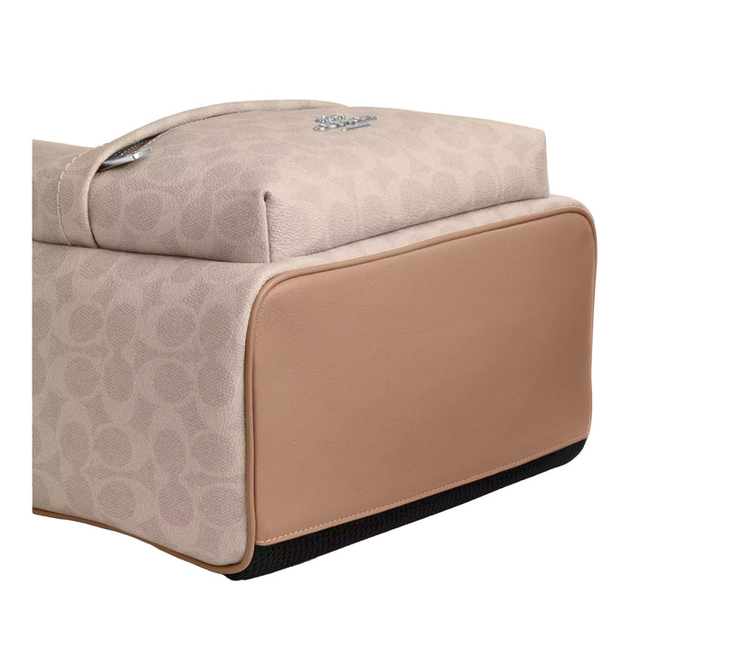 Coach Women's Taylor Small Backpack In Signature Canvas Silver/Sand/Taupe