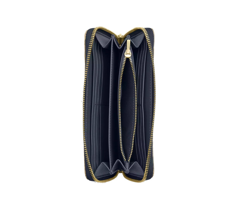Coach Women's Long Zip Around Wallet In Signature Regenerative Cotton Denim Gold/Denim