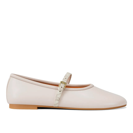 Michael Kors Women's Phoebe Signature Logo Trim Ballet Flat Light Cream