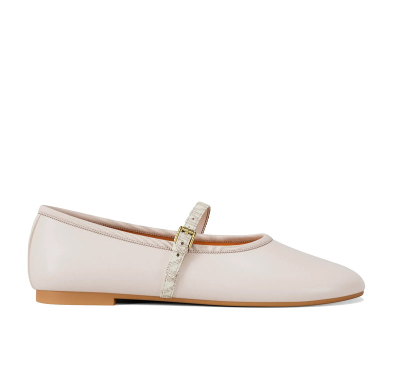 Michael Kors Women's Phoebe Signature Logo Trim Ballet Flat Light Cream