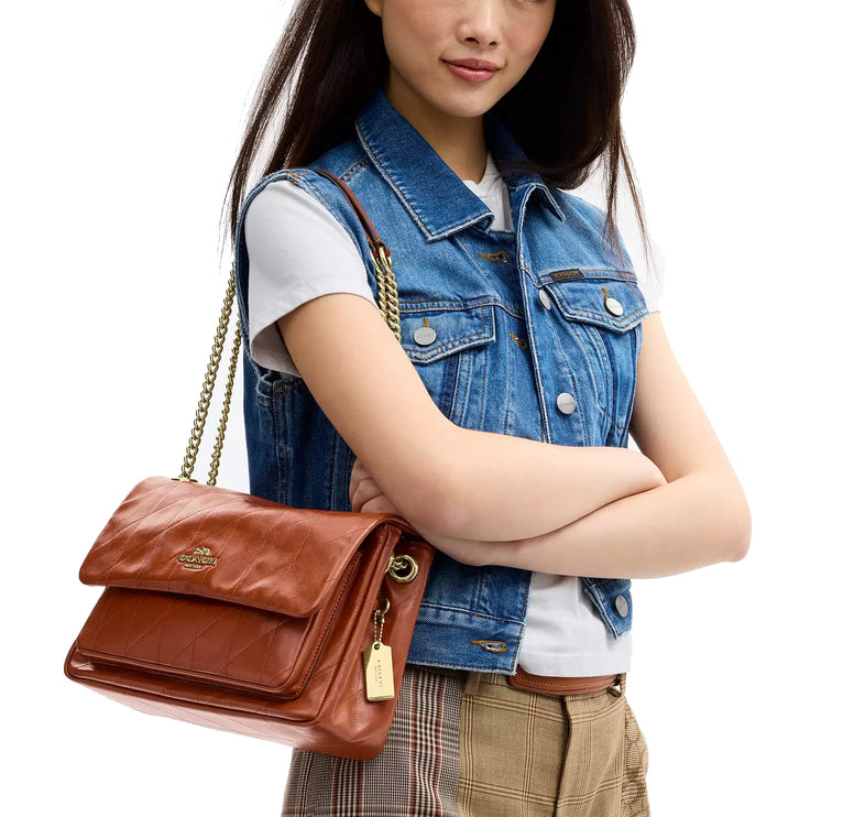 Coach Women's Elodie Crossbody Bag With Quilting Gold/Cinnamon