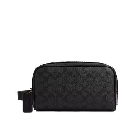 Coach Unisex Small Travel Kit In Signature Canvas Gunmetal/Charcoal/Black
