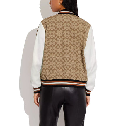 COACH Women's Signature Souvenir Jacket Khaki Multi