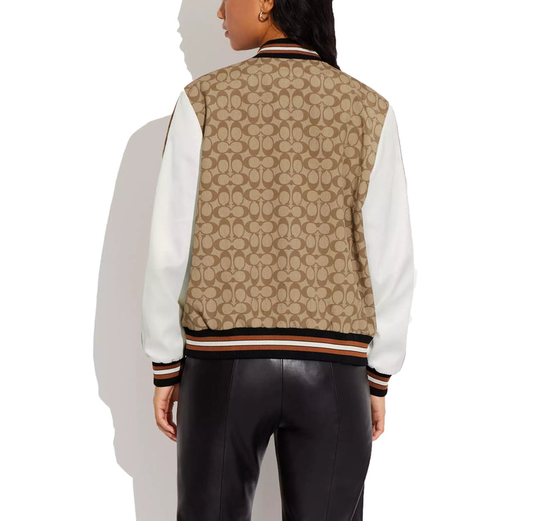COACH Women's Signature Souvenir Jacket Khaki Multi