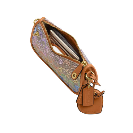 Coach Women's Swinger Bag 20 With Chain In Crystal Signature Jacquard Brass/Rainbow Multi