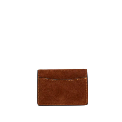 Coach Women's Card Case With Charms Suede/Gold/Warm Brown