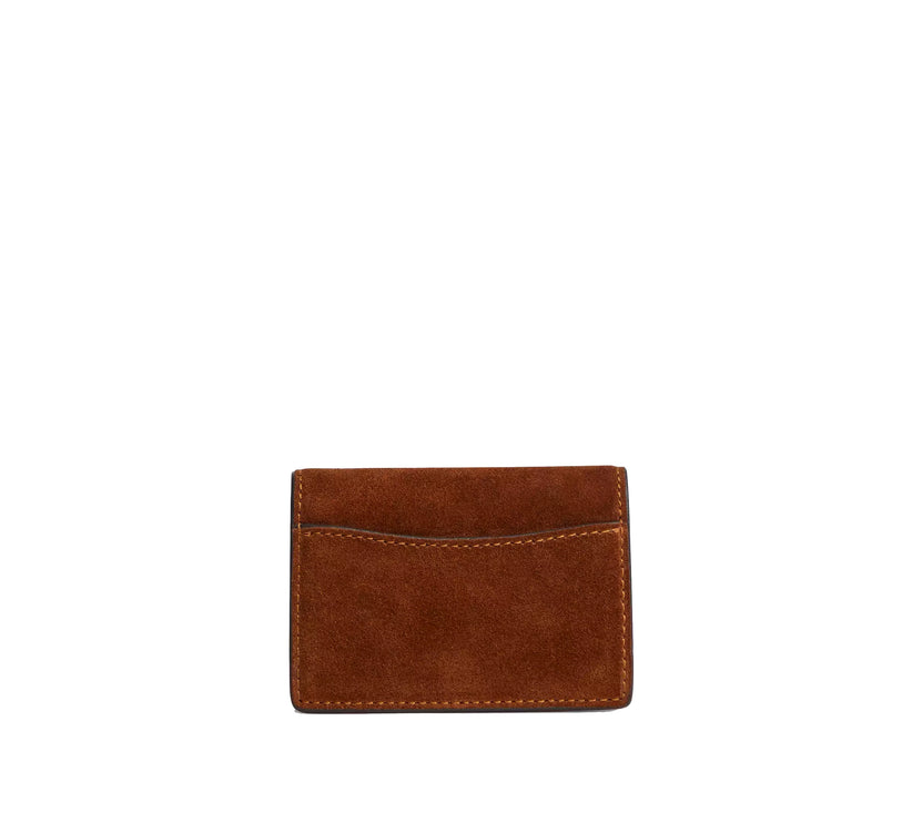 Coach Women's Card Case With Charms Suede/Gold/Warm Brown