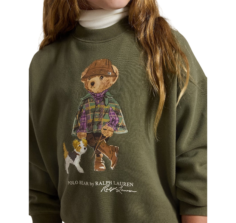 Polo Ralph Lauren Girl's Polo Bear Fleece Sweatshirt Cruise Olive