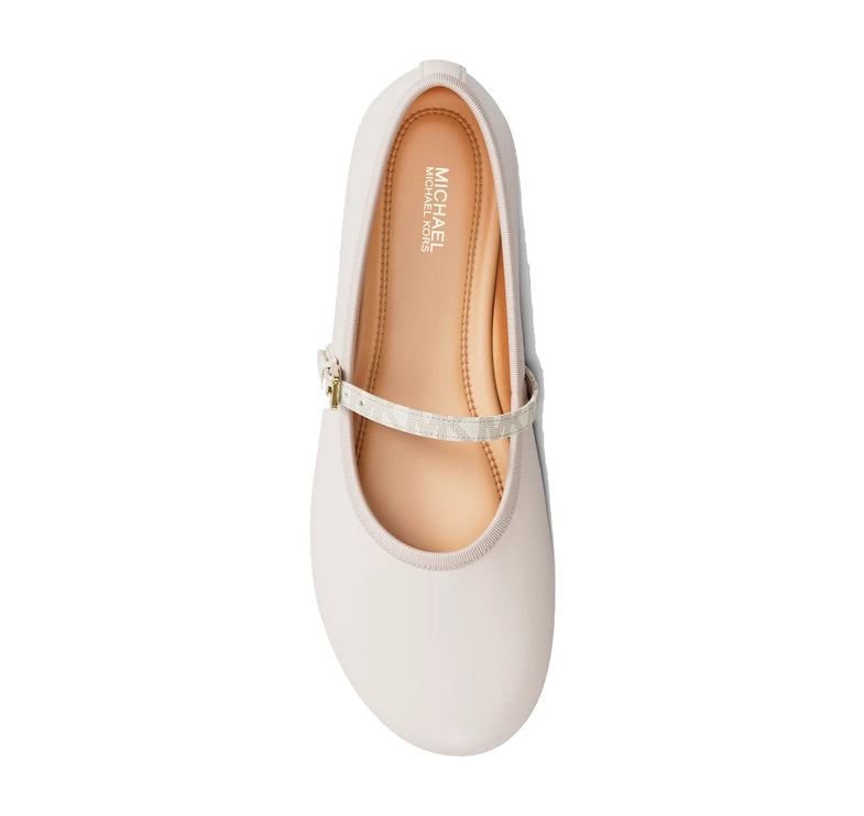 Michael Kors Women's Phoebe Signature Logo Trim Ballet Flat Light Cream