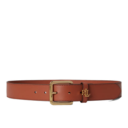Polo Ralph Lauren Women's Logo Keeper Leather Belt Red Terracotta