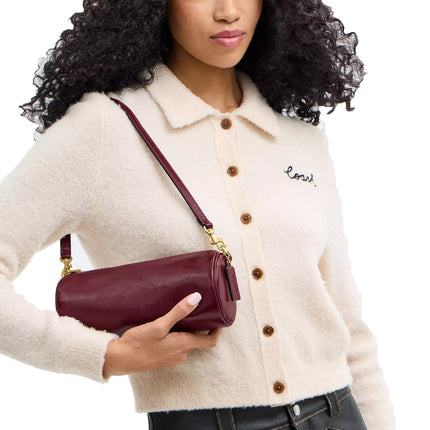 Coach Women's Barrel Bag Brass/Dark Cherry