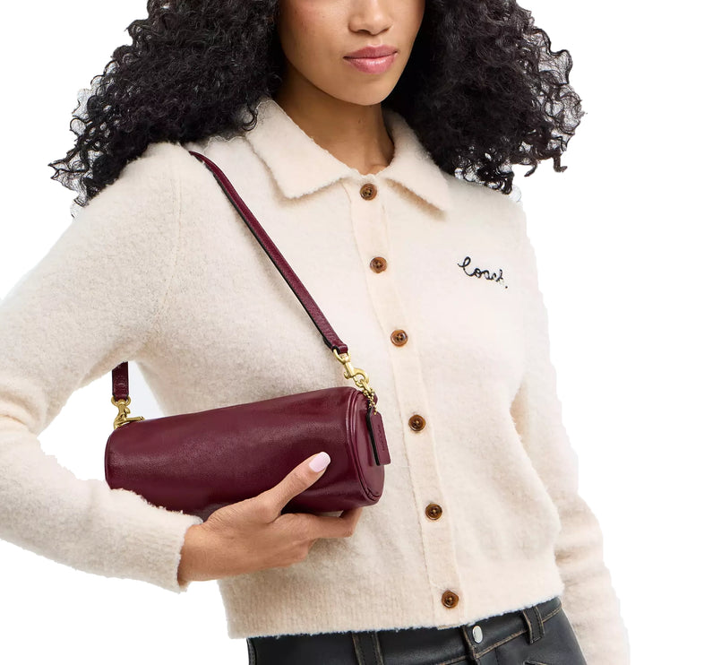 Coach Women's Barrel Bag Brass/Dark Cherry