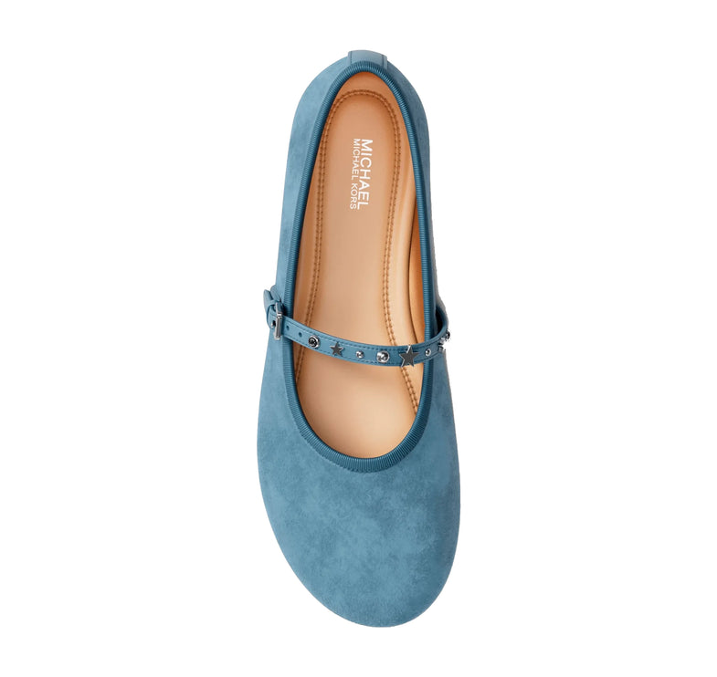 Michael Kors Women's Phoebe Embellished Leather Ballet Flat Denim