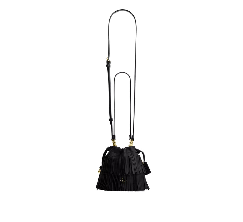 Coach Women's Faye Mini Drawstring Bag With Fringe Gold/Black