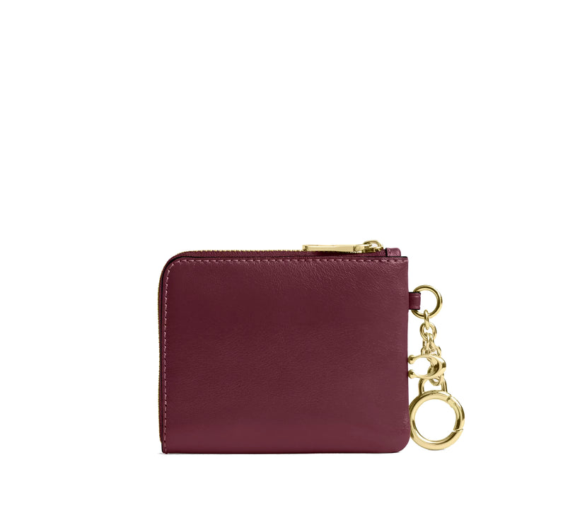 Coach Women's Small Corner Zip Wallet Gold/Dark Cherry