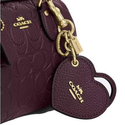 Coach Women's Boxed Mini Rowan Crossbody Bag And Mirror Bag Charm Set In Signature Leather Gold/Black Currant