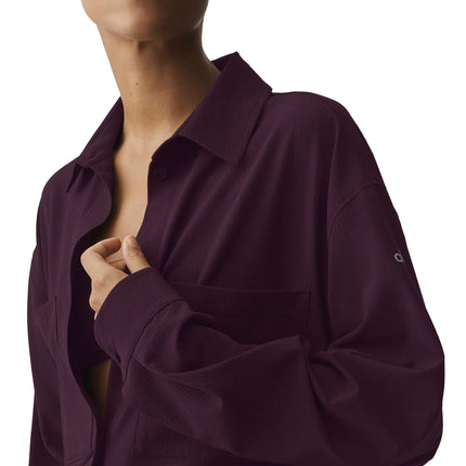 alo Women's Dreamscape Button Down Long Sleeve Rich Bordeaux