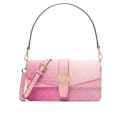 Michael Kors Women's Greenwich Medium Ombré Signature Logo Convertible Shoulder Bag Carnation/Gold