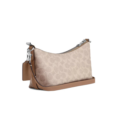 Coach Women's Caitlin Shoulder Bag In Signature Canvas Silver/Sand/Taupe