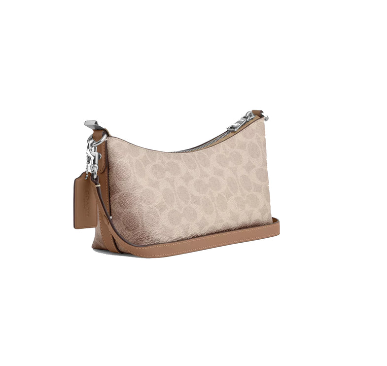 Coach Women's Caitlin Shoulder Bag In Signature Canvas Silver/Sand/Taupe