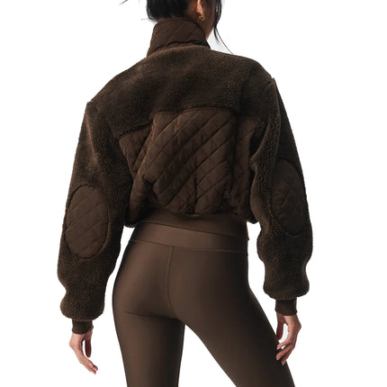 alo Women's Sherpa Edge Bomber Espresso
