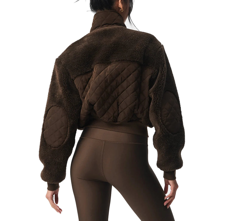 alo Women's Sherpa Edge Bomber Espresso