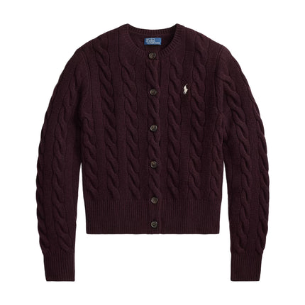 Polo Ralph Lauren Women's Cable-Knit Wool-Cashmere Cardigan Damson Melange