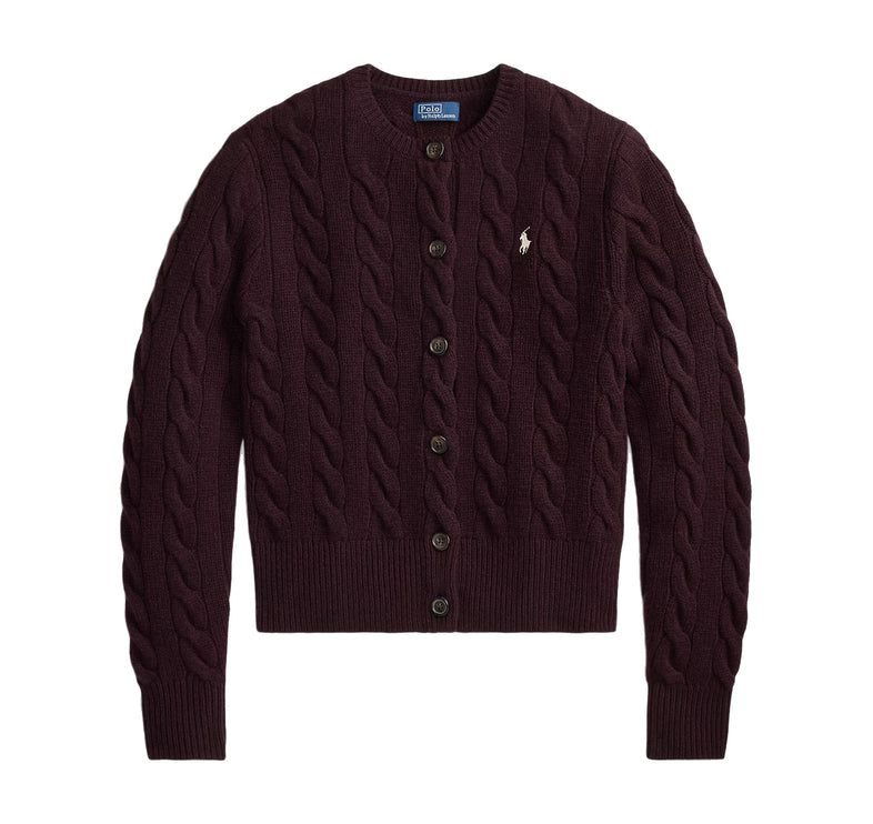 Polo Ralph Lauren Women's Cable-Knit Wool-Cashmere Cardigan Damson Melange