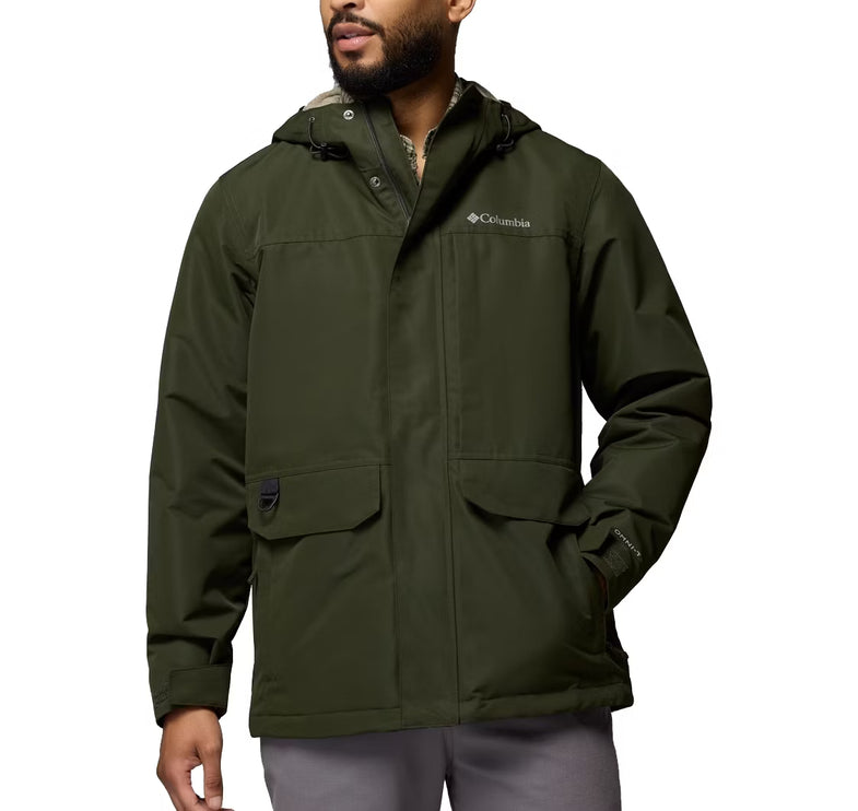 Columbia Men's Landroamer Fleece Lined Rain Jacket Greenscape/Stone Green