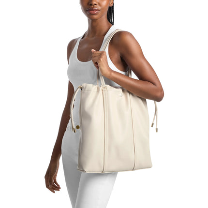 Michael Kors Women's Matilda Large Cinch Tote Bag Light Cream