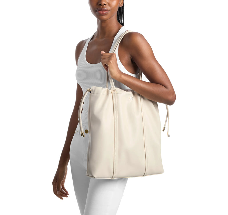 Michael Kors Women's Matilda Large Cinch Tote Bag Light Cream