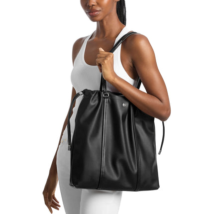 Michael Kors Women's Matilda Large Cinch Tote Bag Silver/Black