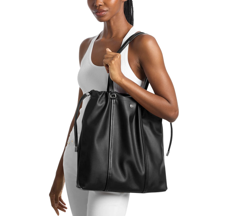 Michael Kors Women's Matilda Large Cinch Tote Bag Silver/Black