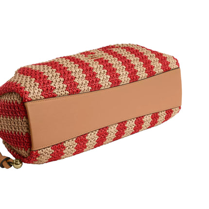 Coach Women's Faye Large Shoulder Bag With Stripes Gold/Red/Tan
