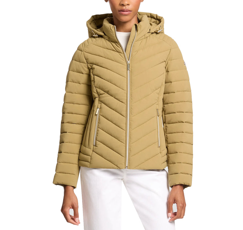 Michael Kors Women's Chevron Quilted Jacket Oregano