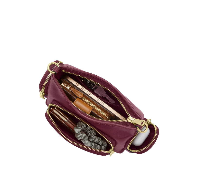 Coach Women's Laurel Shoulder Bag 22 With Pockets Gold/Dark Cherry