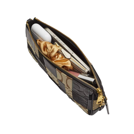 Coach Women's Plaza Bag 25 With Patchwork Brass/Black Multi