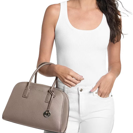 Michael Kors Women's Ashton Medium Satchel Bag Mushroom/Silver