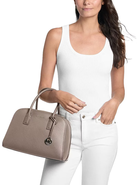 Michael Kors Women's Ashton Medium Satchel Bag Mushroom/Silver