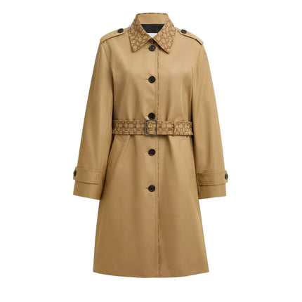 COACH Women's Trench With Signature Piping Khaki