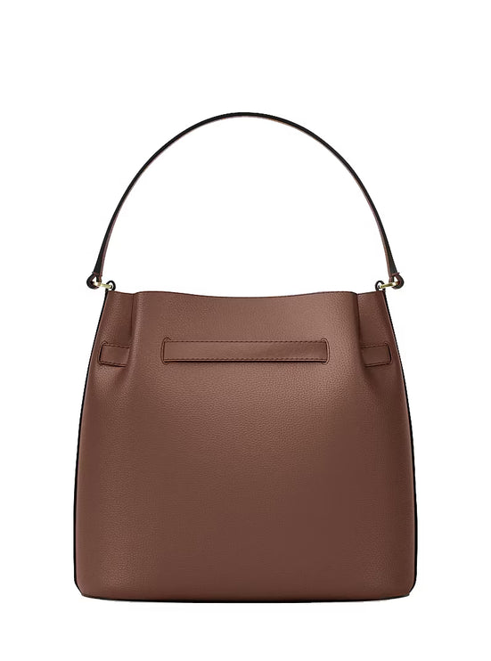 Michael Kors Women's Carson Medium Pebbled Leather Convertible Bucket Crossbody Bag Nutmeg